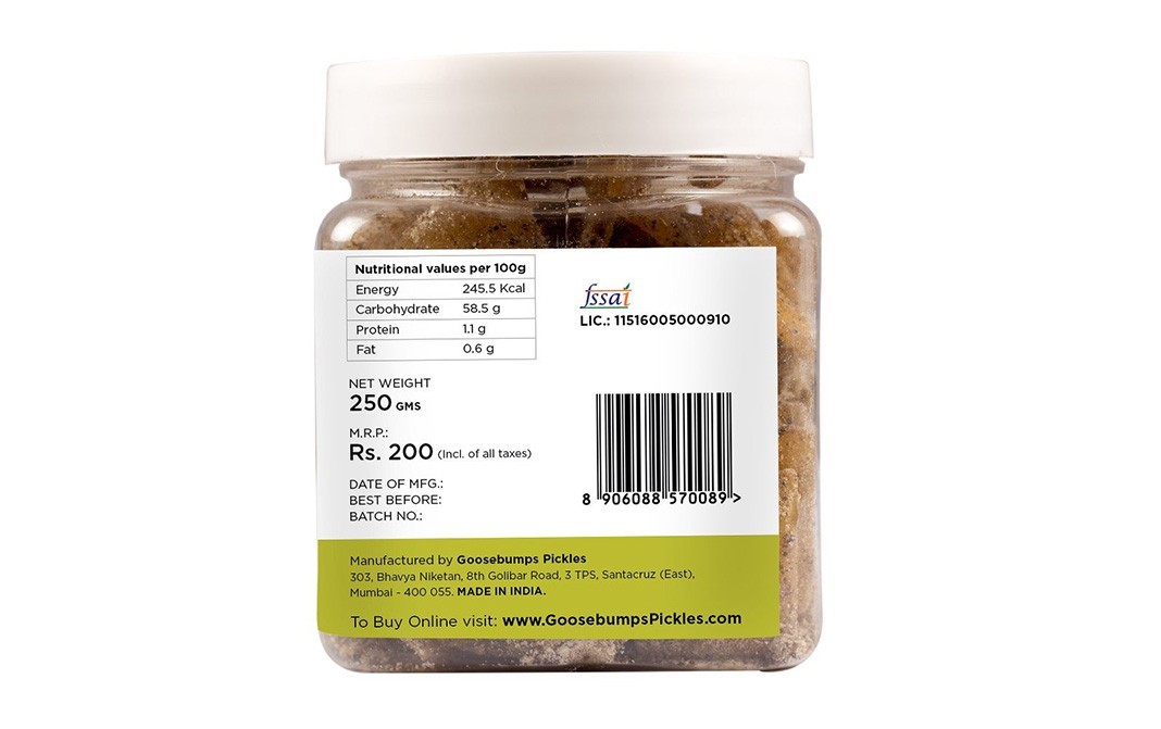 Goosebumps Lime : Sweet Homemade Pickle   Glass Jar  250 grams